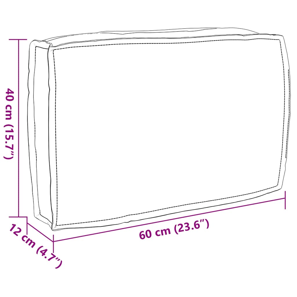 Pallet Cushion for Backrest Floral Leaf pattern 60 x 40 x 12 cm